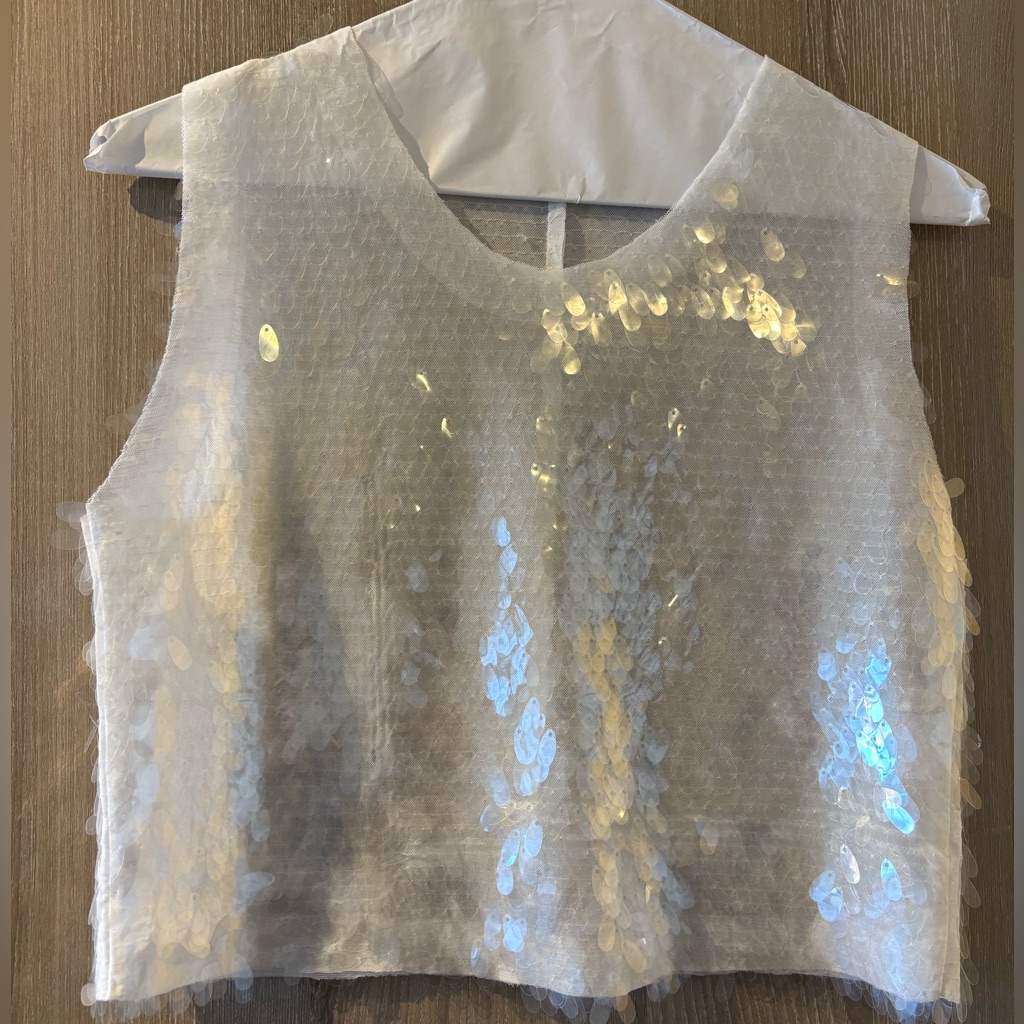 Norma Kamali White Sequin Crop Top